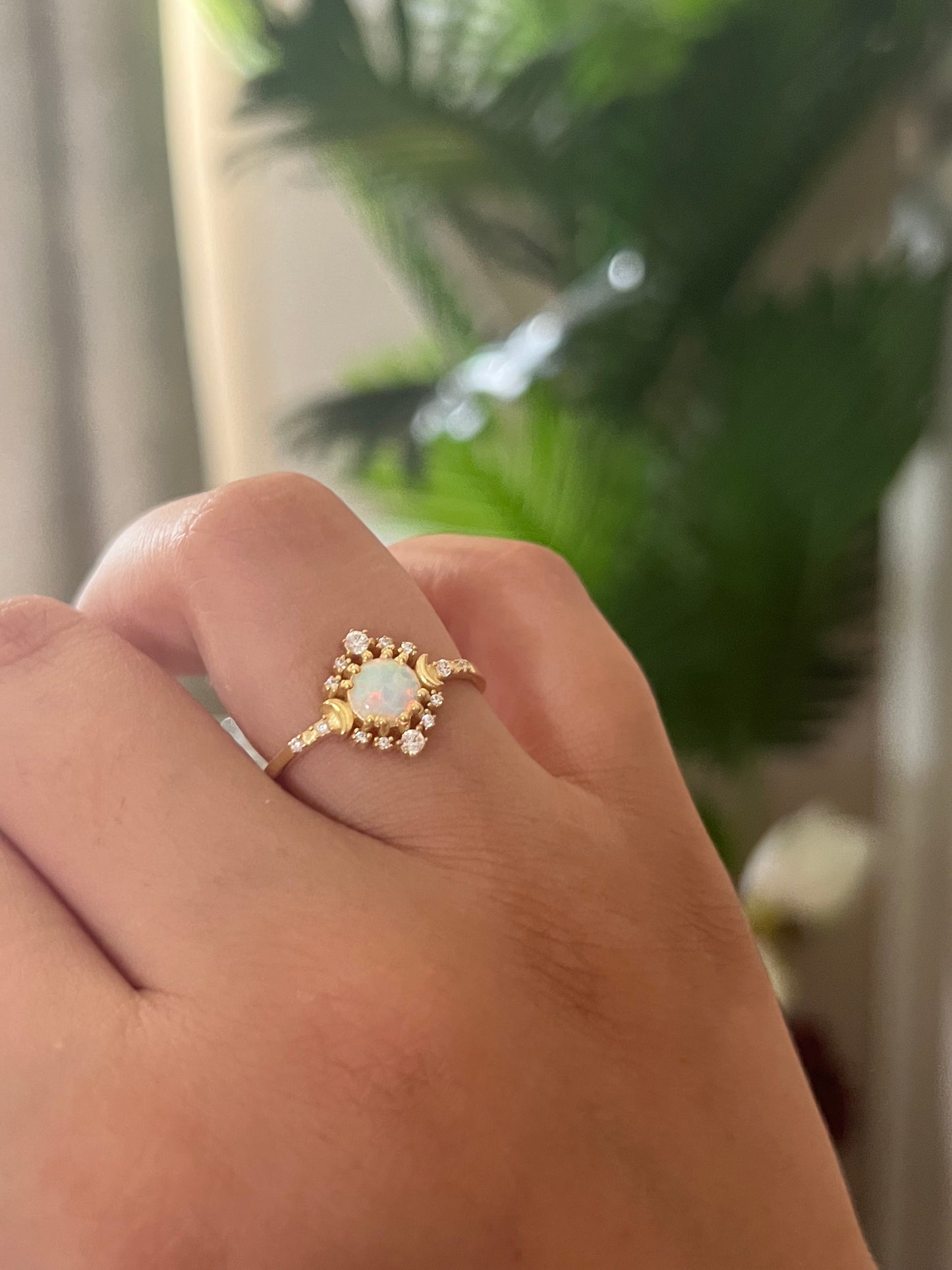 Opal Moon Ring