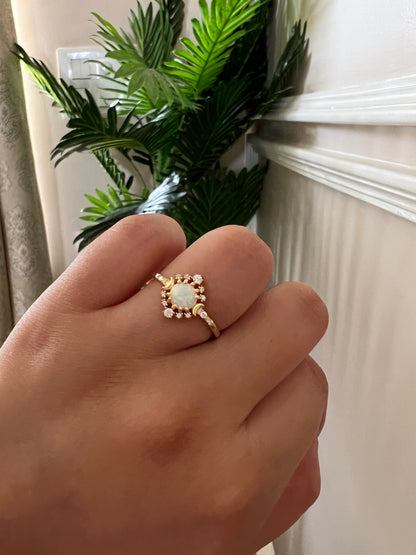 Opal Moon Ring