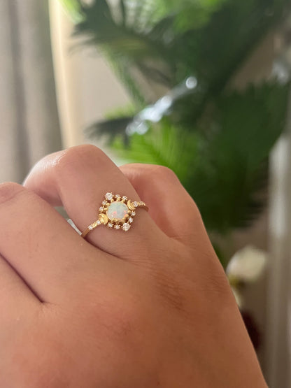 Opal Moon Ring